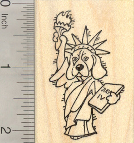 4th of July Beagle Rubber Stamp, as Lady Liberty, Statue H27712 WM