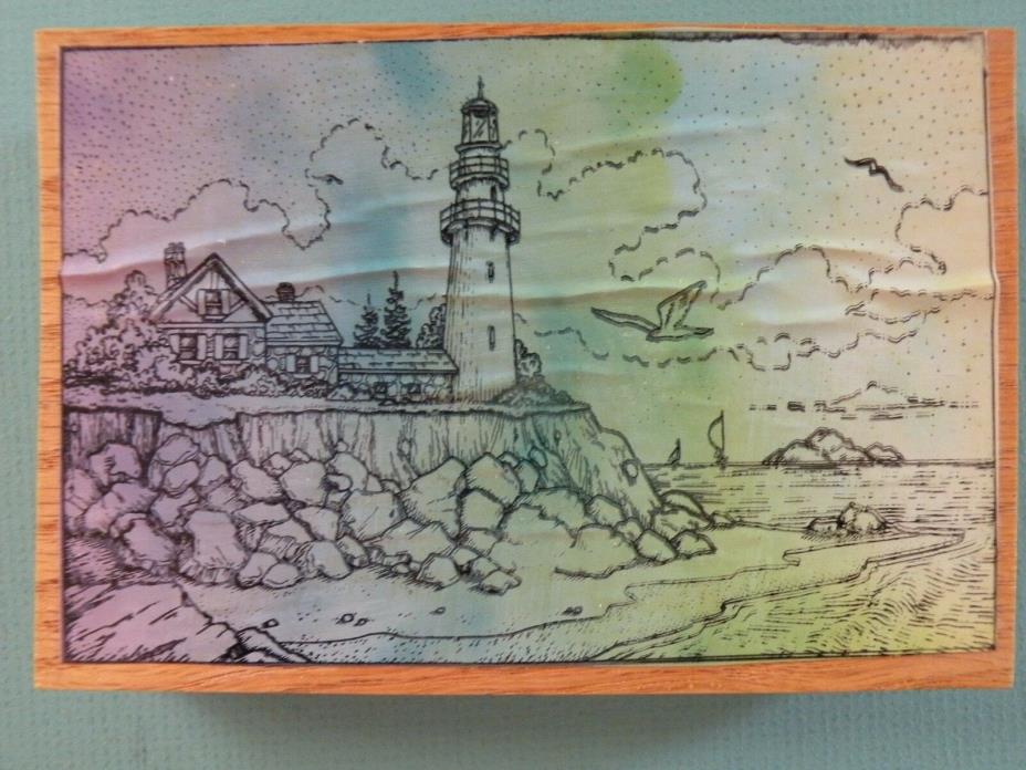 Lighthouse Land & Seascape,Large APPALOOSA ART Rubber Stamp