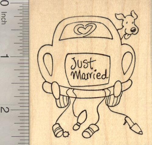 Just Married Car Rubber Stamp, Dog Wedding K27711 WM
