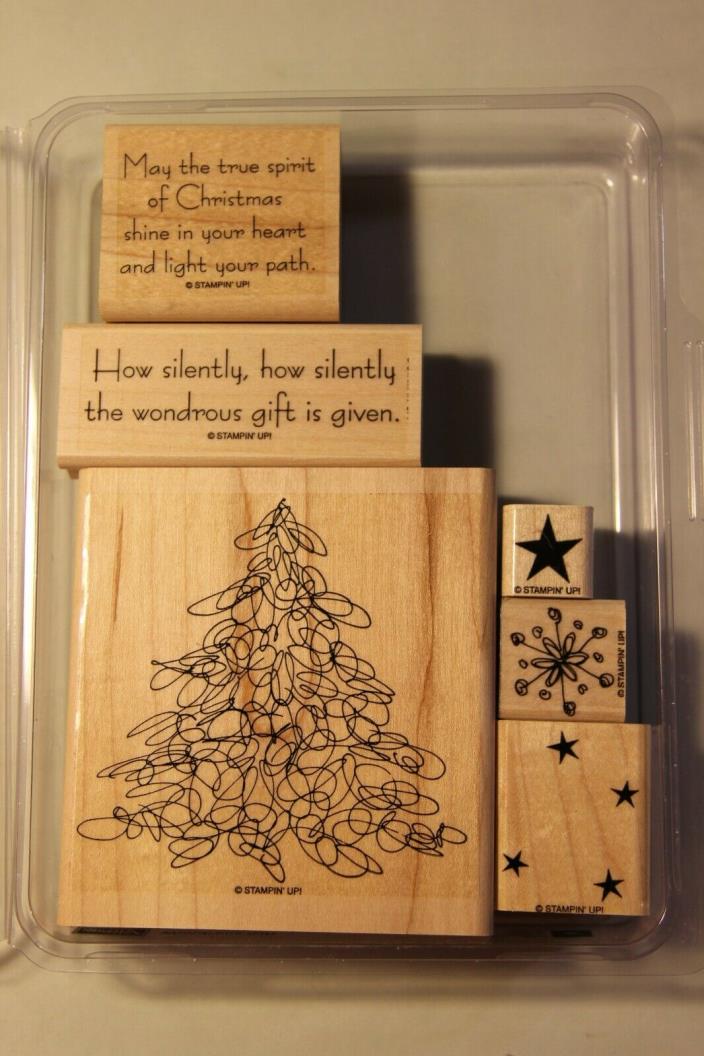 Stampin Up Wood Mounted Wondrous Gift set of 6 christmas snowflake star words