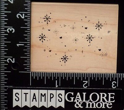 JRL USED RUBBER STAMPS N128 SNOWFLAKES CLUSTER BACKGROUND CHRISTMAS WINTER
