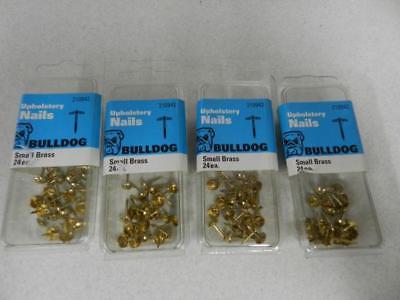 Lot of 4 Packs Bulldog Small Brass Button Head Upholstery Nails 24 / Pk #210942