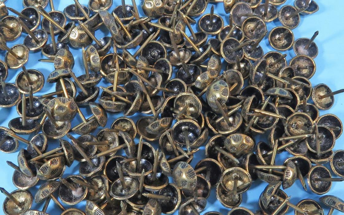Lot of 200 Decorative Oxford finish Hammered Brass Nails #1909