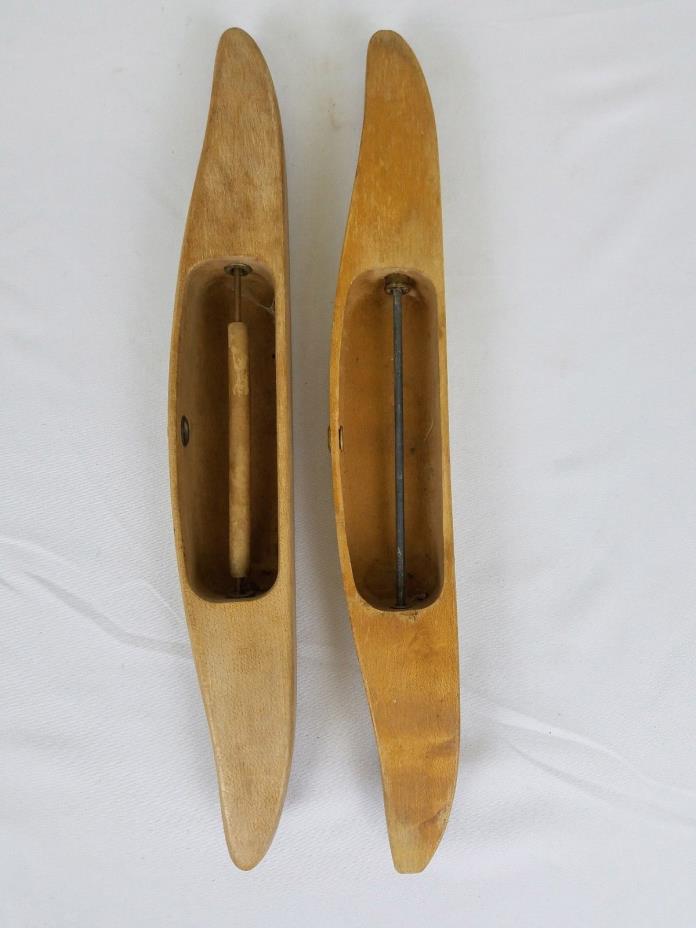 Vintage Wood Weaving Boat Shuttles Lot Of 2 Maple/ Birch Closed Bottom 11.5