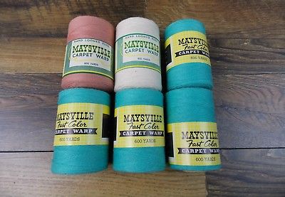 Vintage (6) Cones Maysville Fast Color Carpet Warp 4 Ply 100% Cotton