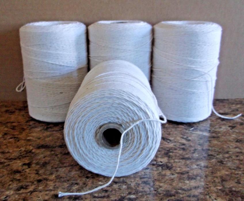 4 Natural Spools 8/4 Poly/Cotton Loom Weaving Rag Rug Carpet Warp Yarn Strin