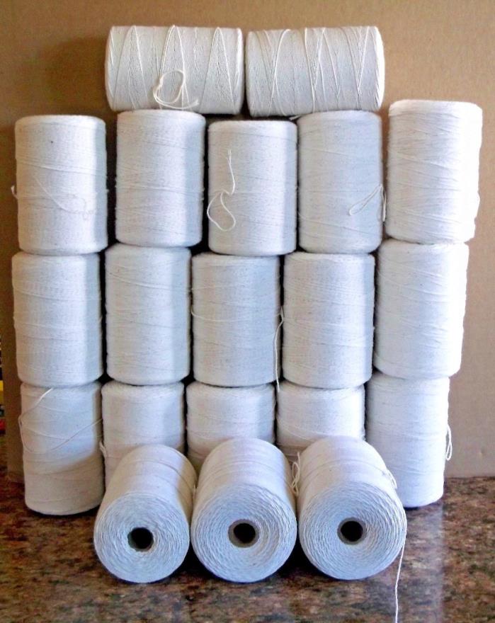 20 Natural Spools 8/4 Poly/Cotton Loom Weaving Rag Rug Carpet Warp Yarn String