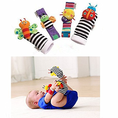 Baby Socks Toys Wrist Rattles and Foot Finders Multicolor Pack of 4