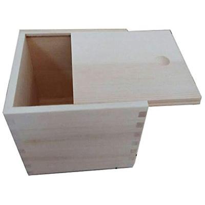 Wooden Unfinished Storage Box With Slide Top-Square (Big(5