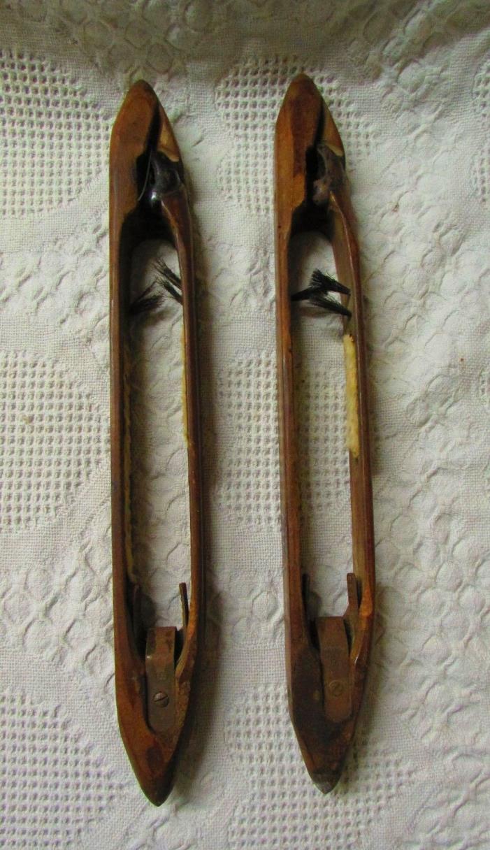 2 Vintage Wood Shuttle Or Weaving Tool, Primitive Tool