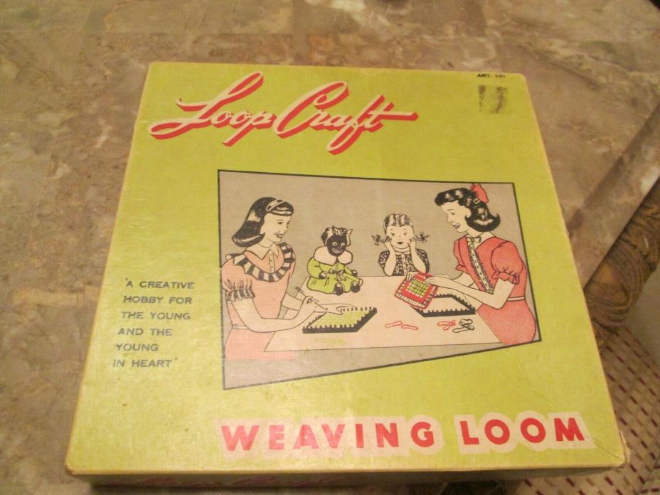 Loop Craft Vintage Metal Weaving Loom Original Box & Instruction Booklet Art 101
