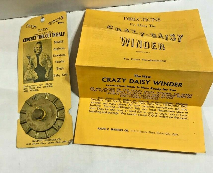 VINTAGE CRAZY DAISY WINDER FOR FINER HANDWEAVING with  INSTRUCTIONS (A023)
