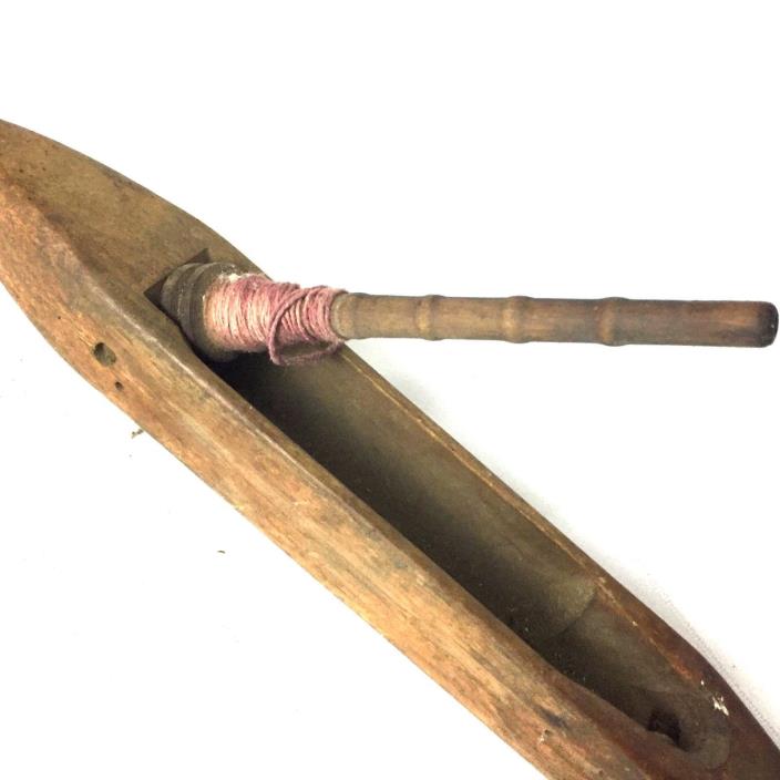 Vintage Wood Shuttle Weaving Tool Boat Knit 17 Inches Long
