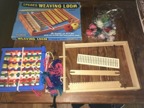 Vintage Spear's Weaving Loom Size 2 Original Box Clay Extra Loom & Yarn England