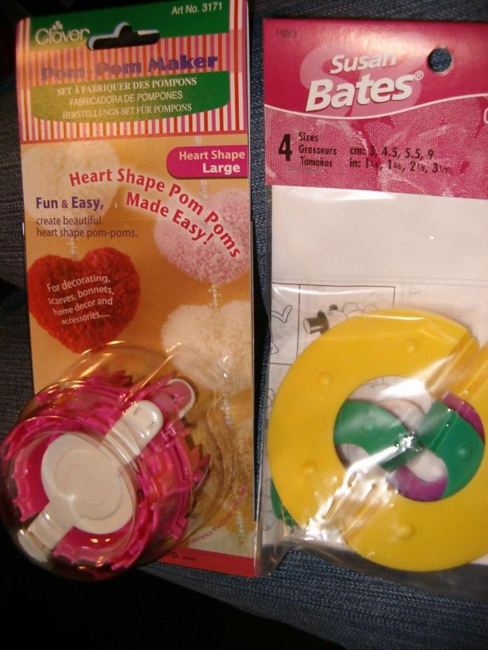 Heart shaped Large POM-POMs MAKER by Clover & Susan Bates 4 Sizes Easy Wrap