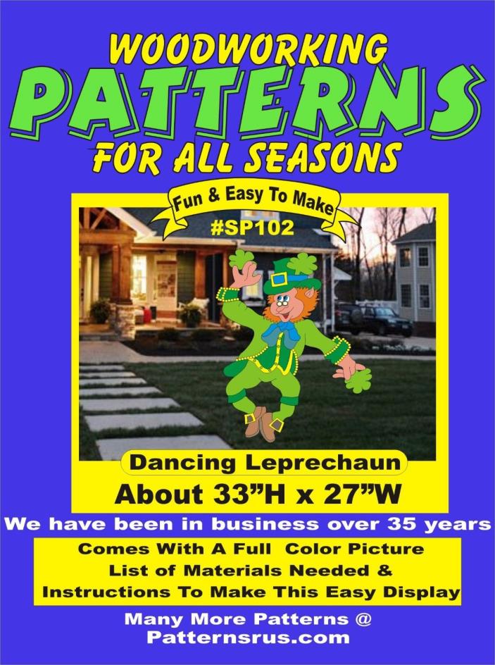 DANCING LEPRECHAUN ST PATRICKS DAY  WOODWORKING PATTERN yard art  patternsrus