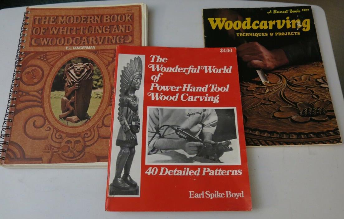 Lot of 3 Vintage Wood Carving Books Whittling Techniques Projects