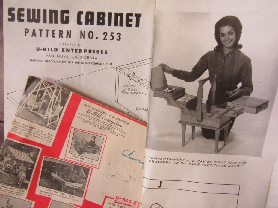 U-Bild Pattern SEWING CABINET #293 w/ original mailing envelope-- free ship
