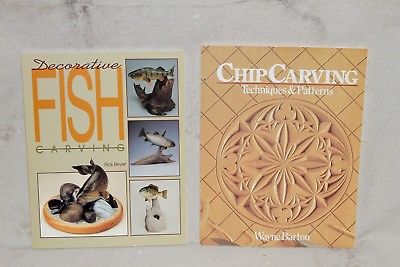 ?? 2 Books on Wood Carving ?? Decorative FISH Carving - CHIP Carving