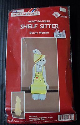 Westrim Shelf Sitter Bunny Wood Vintage Kit Ready to Finish Woman Rabbit 5169