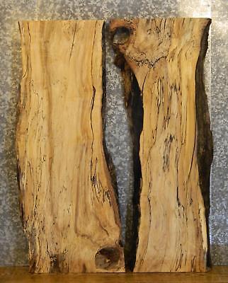 2- Live Edge Bookmatched Spalted Maple River Table Top Wood Slabs 40080-40081