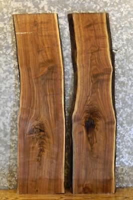 2- Black Walnut Live Edge Bookmatched Wall/Book Shelf Wood Slabs 8385-8386