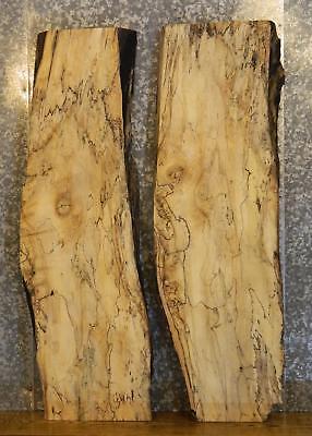 2- Spalted Maple Partial Live Edge Bookmatched River Table Top Slabs 583-584