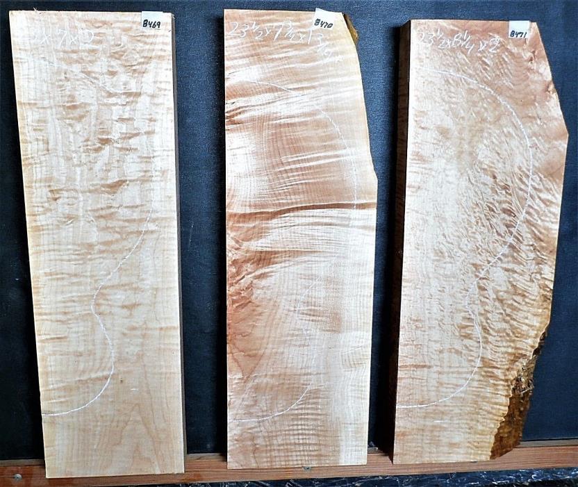 Quilted Curly Maple 8469 70 n 71 Luthier 5A Guitar Billets 3pcs Instrument Wood