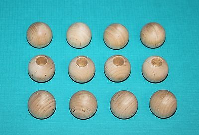 (12) UNFINISHED WOODEN ROUND / BALL CURTAIN ROD END - 1