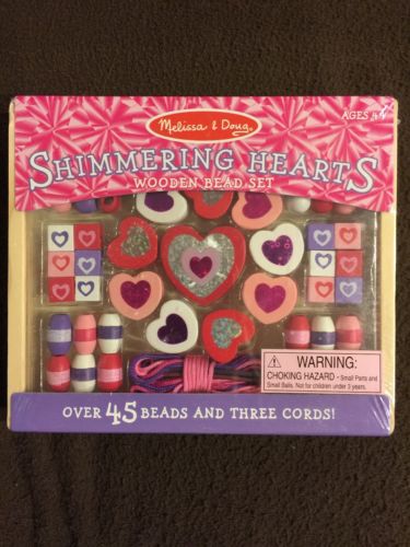 Melissa & Doug Shimmering Hearts Wooden Bead Set New Toys Arts and Crafts