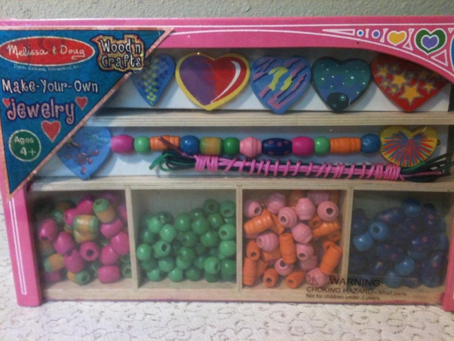 New Melissa & Doug Wood Crafts Make your own Jewelry Sweet Hearts Jewelry Kit