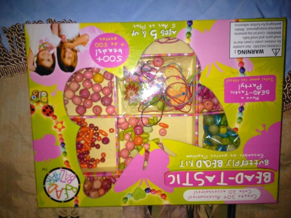 NEW BEAD BAZAAR BEAD TASTIC BUTTERFLY BEAD KIT 500+ BEADS AGES 5+ CRAFT SET