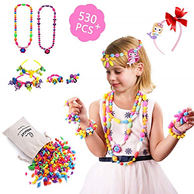 Inseacat Pop Snap Beads, Beauty Crafts Toys Jewelry Making Kit for 4,5,6,7 Year