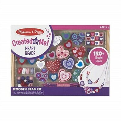 Melissa & Doug Sweet Hearts Wooden Bead Set With 120+ Beads and 5 Cords for Jew