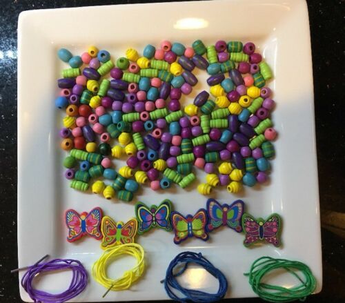 Wooden Bead And Butterfly Craft Set