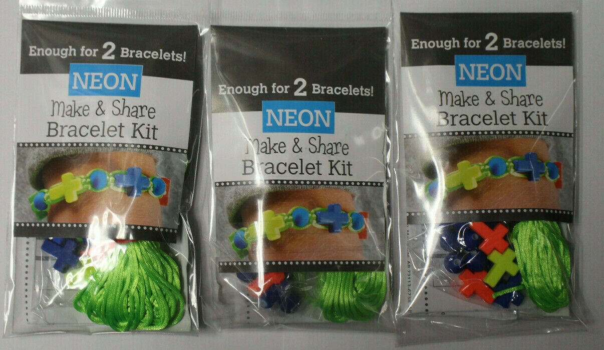 3 Packages of Neon Make & Share Bracelet Kits