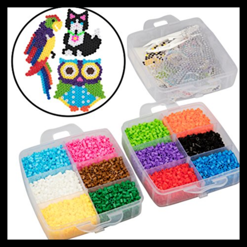 8 000Pc Fuse Bead Super Kit W/Animal Pegboards & Templates 12 Colors 6 Peg Board