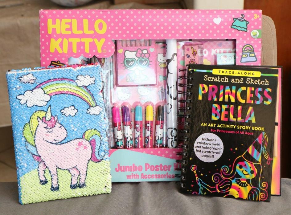 Hello Kitty Jumbo Poster Kit, Scratch & Sketch Princess Bella Book, & Journal
