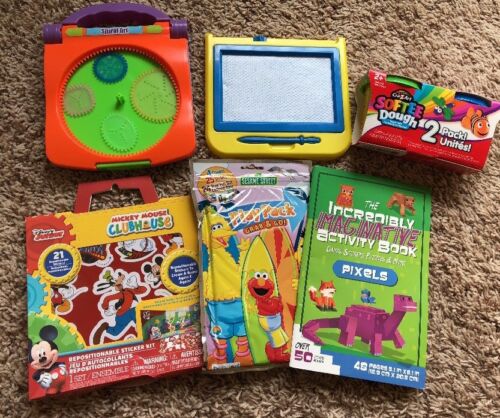 Coloring Sticker Book Activity Lot Crayons Puzzles Games Spiral Art Magna Doodle
