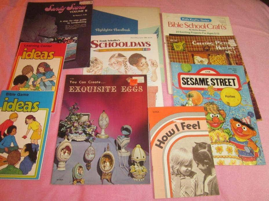 10 pc lot VINTAGE CHILDRENS KIDS CRAFT GAME SESAME STREET HI LIGHTS BOOKS 1965