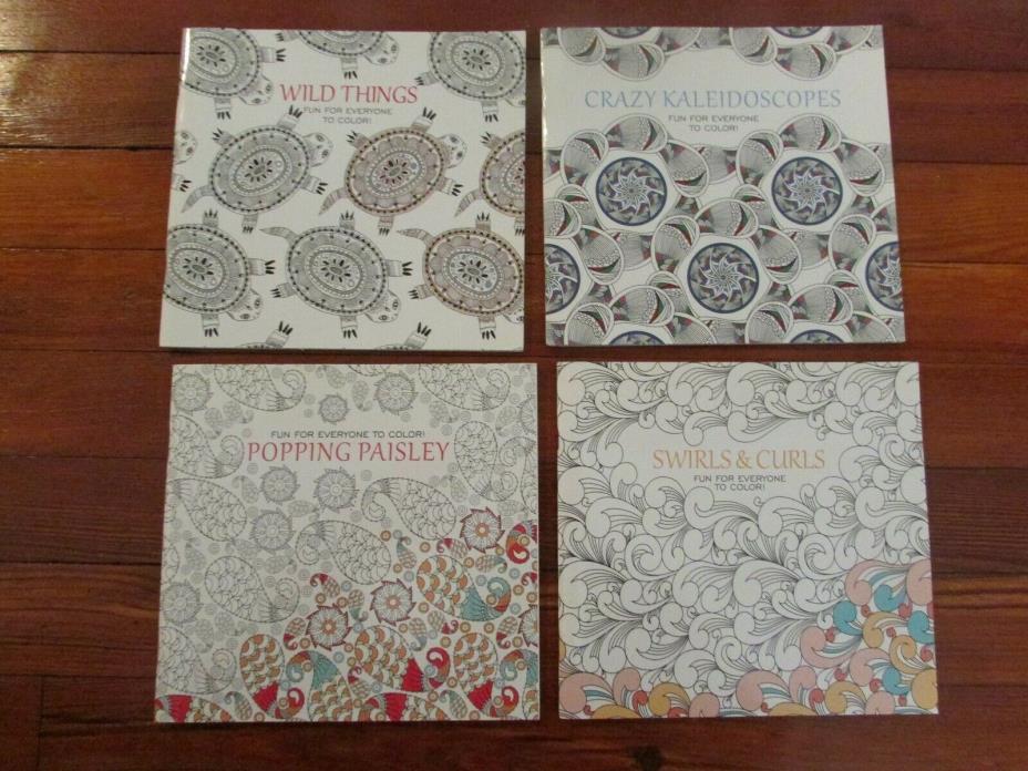 LEISURE ARTS, 4 UNUSED COLORING BOOK LOT, FREE SHIPPING