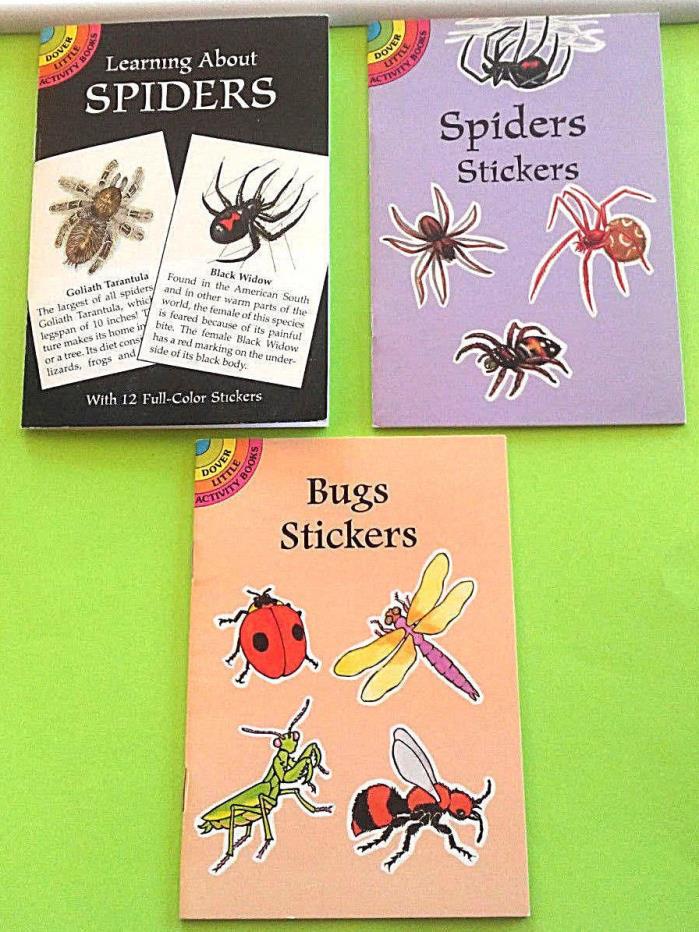 Dover Little Activity Books Vintage SPIDERS BUGS Mini Lot of 3 Dover Books NOS