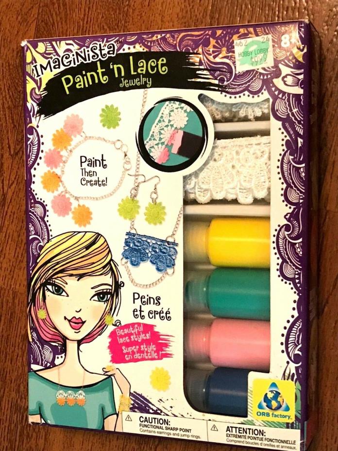 ORB FACTORY IMAGINISTA (HOBBY LOBBY) PAINT 'N LACE JEWELRY CRAFT KIT