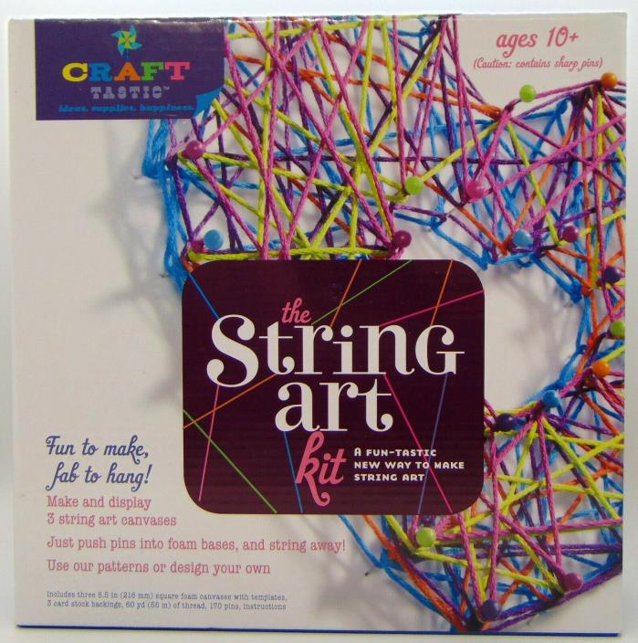 NEW Craft Tastic String Art Craft Kit Makes 3 Canvases 8.5