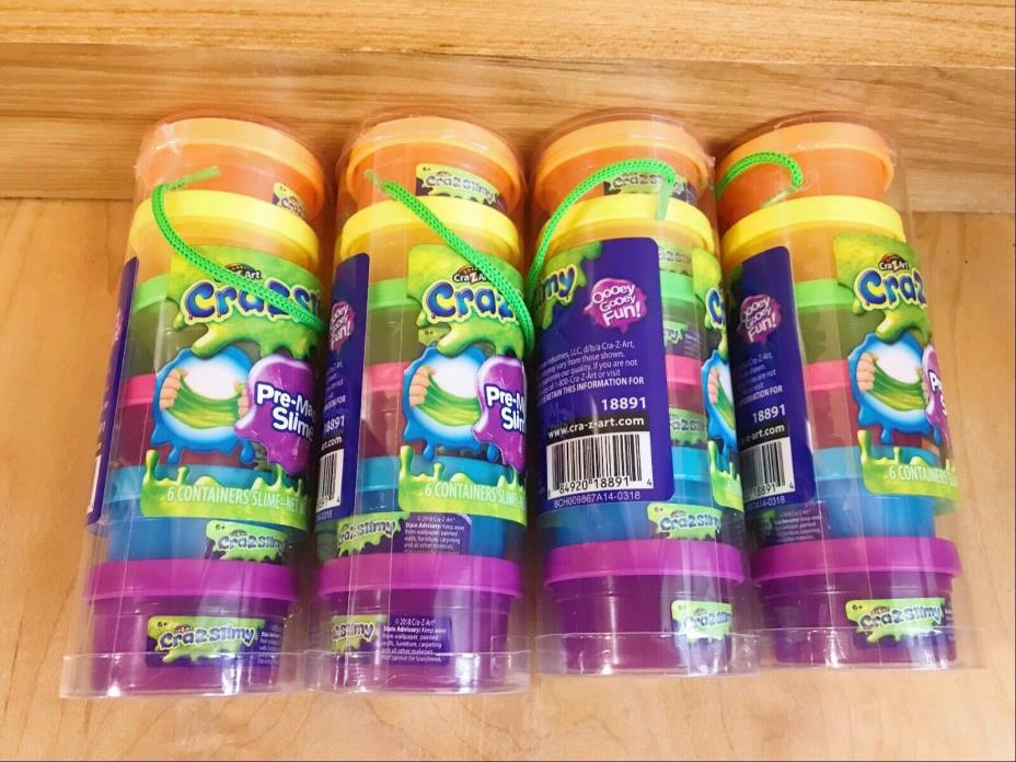 *SET OF 4* NEON CRA Z SLIMY PRE MADE SLIME 6 PACK