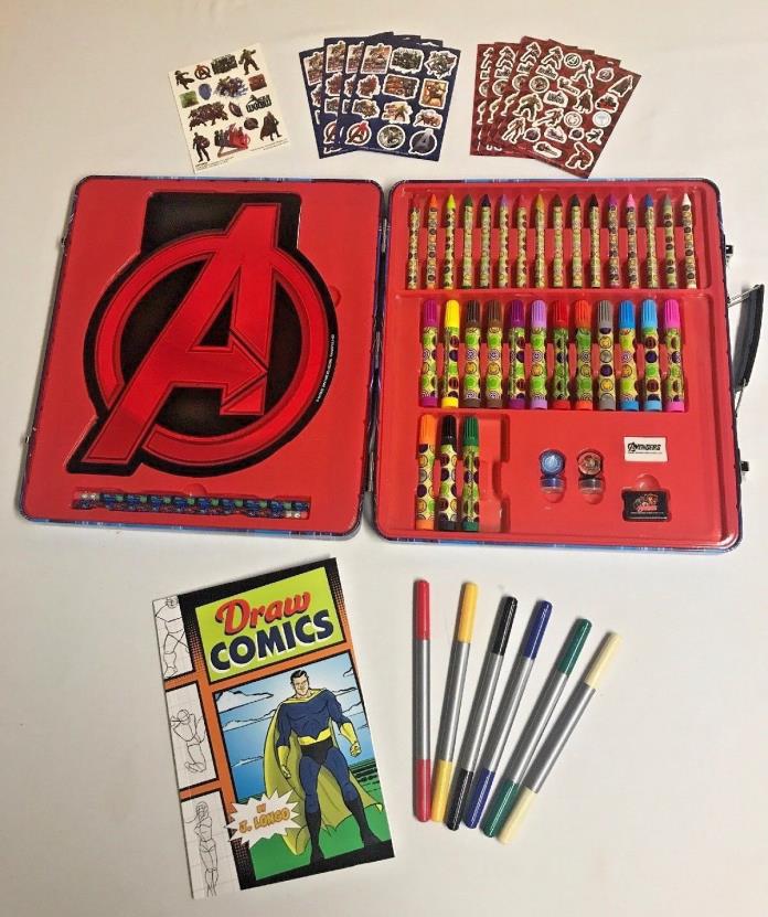 Bundle-Marvels Avengers Deluxe Stationary Art Kit with Tattoos & Draw Comics Set