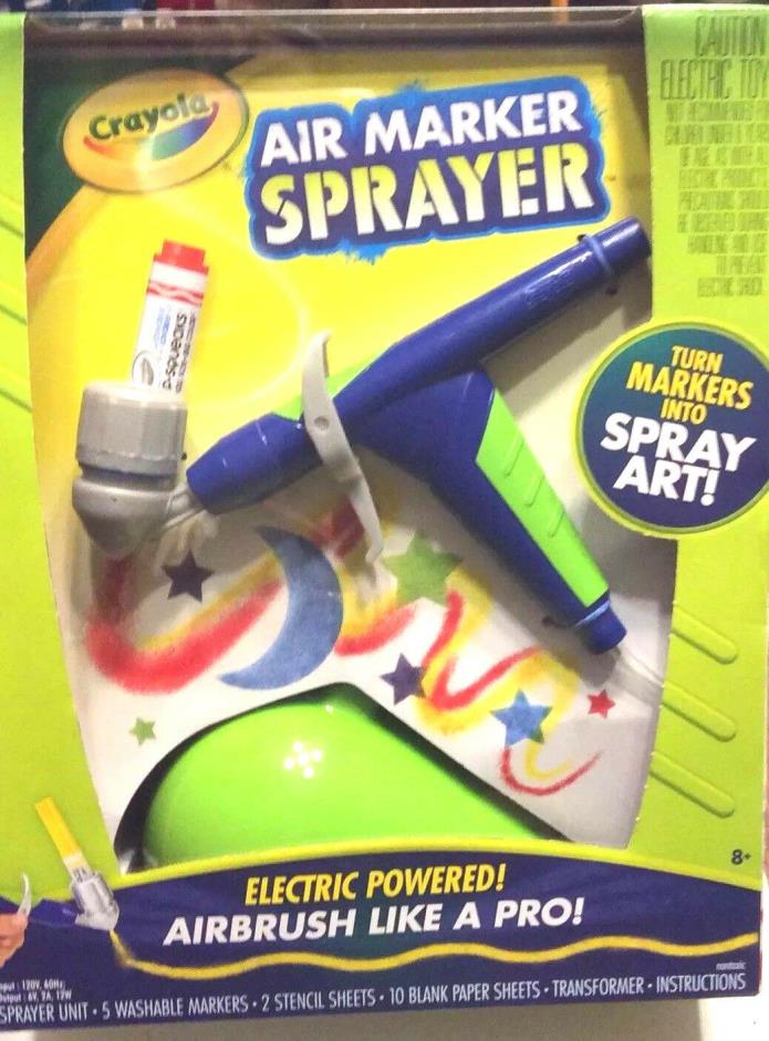 Crayola Air Marker Sprayer Set Airbrush Markers & Stencils Sealed