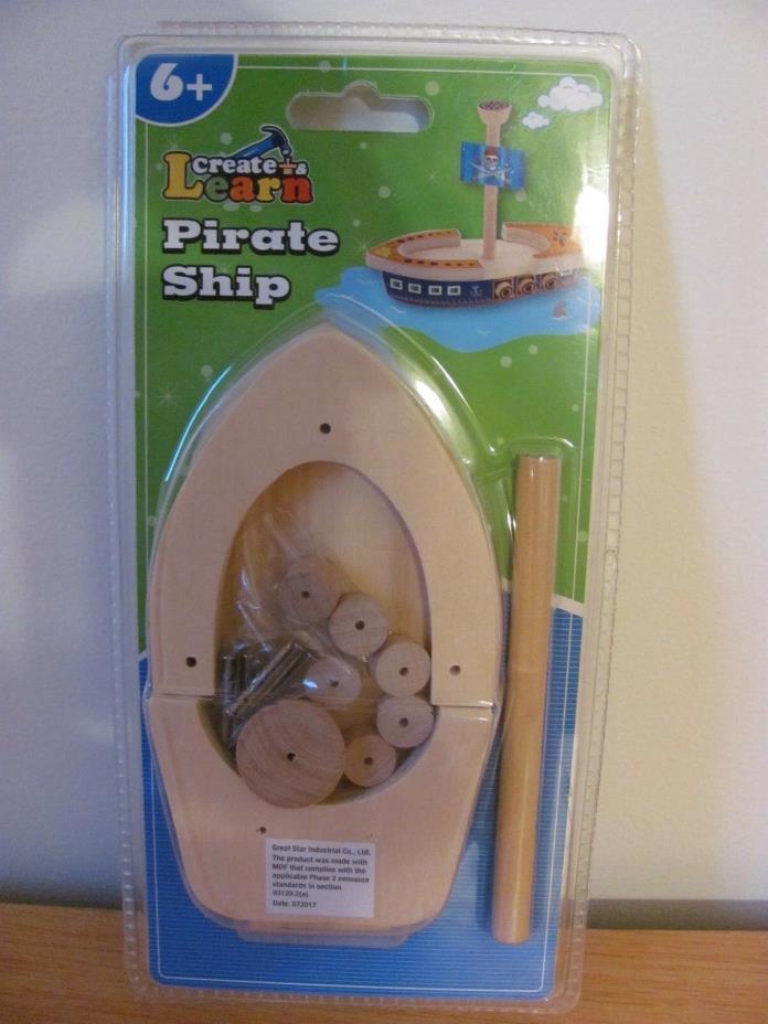Pirate Ship Create & Learn Project Kit Wooden pieces kids 6+  New Learning