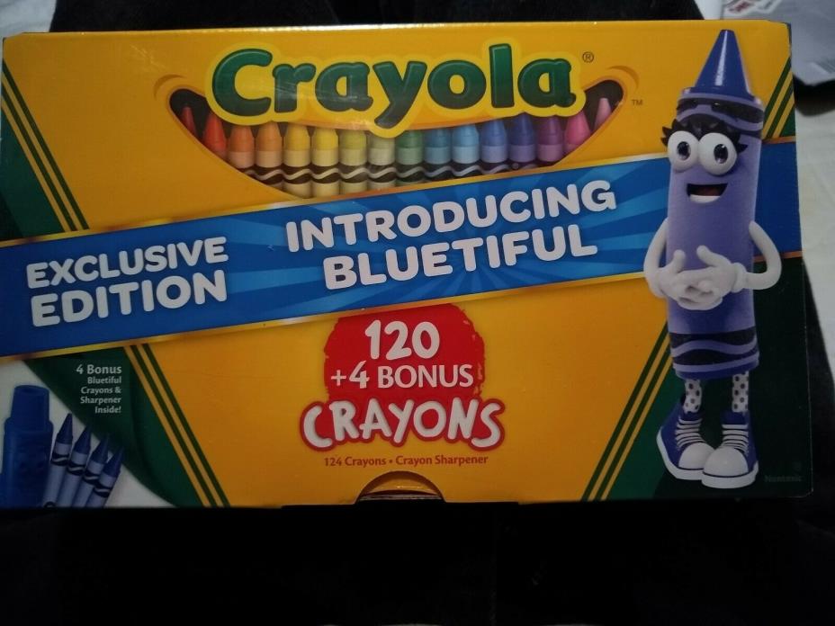 Crayola Exclusive Edition Bluetiful 124 Count 120 plus 4 bonus Crayons New