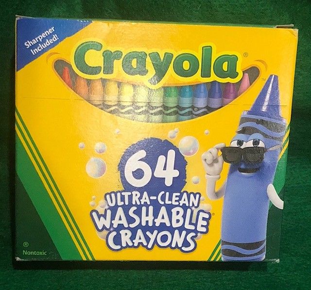 Crayola Ultra-Clean Washable Crayons, Assorted, 64 Set New Colors with sharpener